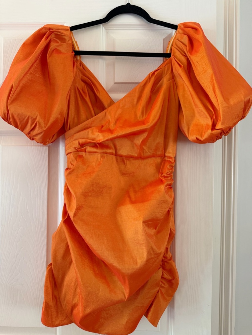 Lovers + Friends Orange Satin Puff-Sleeve Mini - Picture 3 of 6